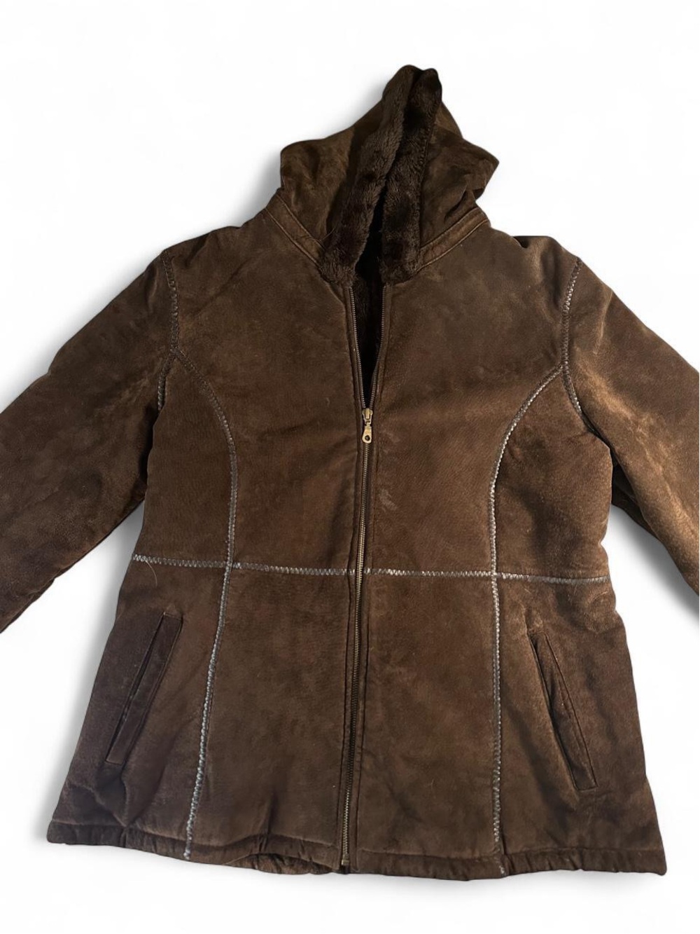 Marvin Richards Hooded Shearling-Style Brown Jacket